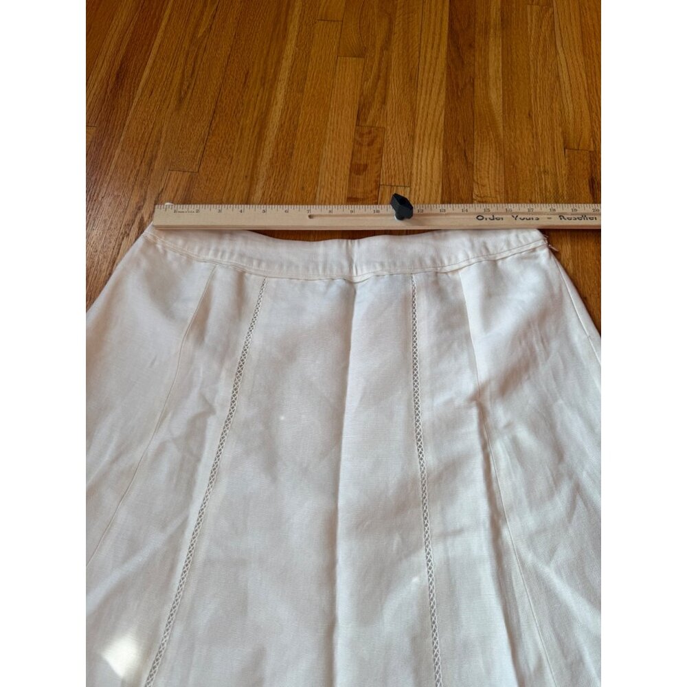 Jones Wear White A-Line Skirt Linen Blend Classic Preppy Elegant Vacation 14 - Picture 7 of 12